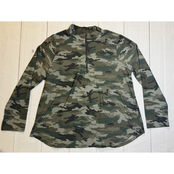 Andre By Unit Women’s Pullover Size 1XL Camo Zip Collard Round Hem - Picture 1 of 6